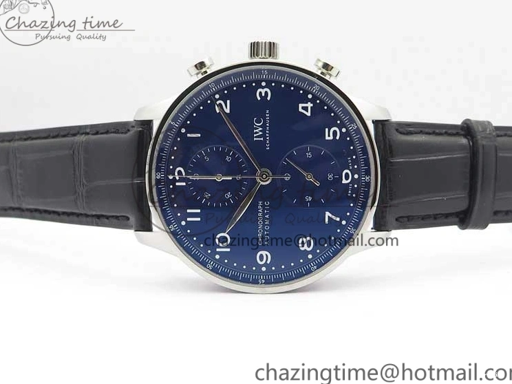 MIROTIME 0307 SunProtective Portugieser Chronograph Edition 150 Years IW371601 ZF 1:1 Best Edition Blue Dial on Black Leather Strap A7750 (Slim Movement) 7137